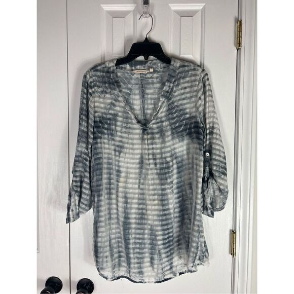 Soft Surroundings Womens Serenity Tunic Grey Tye Dye Sheer Top Size M - Picture 1 of 4